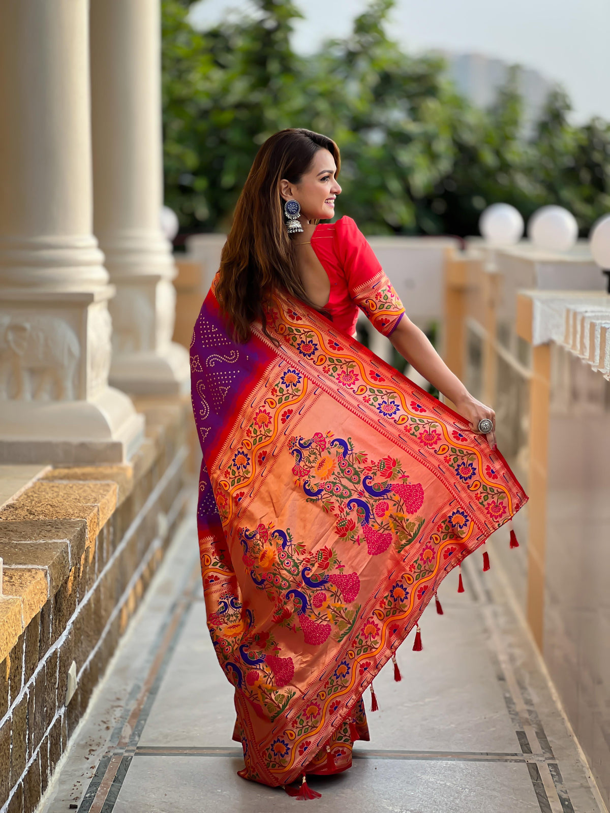 Paithani saree draping style Mirror Work Saree mirror border saree Marathi Paithani saree peacock motif Marathi bridal look in Paithani saree Maharashtrian Paithani Saree Light Green Embroidery
