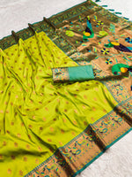 Traditional Paithani Saree with Peacock Meena Kari and Floral Zari Pallu Saree