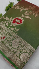 Elegant Mehendi Green Banarasi Soft Silk Saree