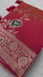 Peach Banarasi Soft Silk with Golden ZariMeenakari Weaving Saree