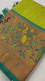 Graceful Parrot Green Paithani Soft Silk SareeFor Women