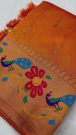 Orange Yellow Soft Pethani Silk Grand Occasion Saree For Women