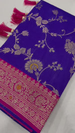 Royal Blue and Pink Banarasi Silk Saree Timeless Elegance saree for women