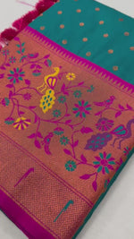 This exquisite Paithani silk saree is a masterpiece of traditional for Indian Women