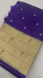 Purple Paithani Silk Saree with Golden Zari & Majestic Peacock Motif Pallu – Bridal & Festive Wear