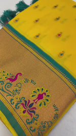 Radiant Yellow Soft Pethani Silk Saree with Exquisite Meenakari Weaving Saree For Women