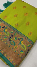 Traditional Paithani Saree with Peacock Meena Kari and Floral Zari Pallu Saree
