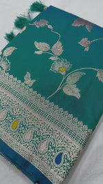 Royal Green Banarasi Silk with Silver Zari Work Saree For Women