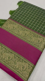 Mehendi Soft Silk Saree with Golden Zari Weaving and Rich Pallu