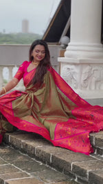 Majestic Mehendi Green Paithani Soft Silk with tessels Saree for women