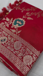 Exquisite Red Banarasi Soft Silk Meenakari work Saree