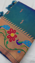 Morpich and Gold Soft Pethani Silk Meenakari weaving Grand Occasion Saree For Women