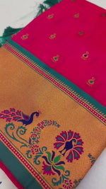 Radiant Pink Soft Pure Paithani Silk Saree with Exquisite Meenakari Zari Weaving saree for women (Copy)