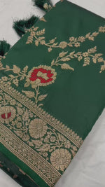 Elegant Green Banarasi Soft Silk Saree with Golden Zari Weaving Saree