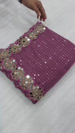 Onion Pink Georgette Saree with Heavy Real Mirror and sequined Work | Designer Saree with Blouse for Wedding & Party