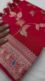 Exquisite Red Banarasi Silk with Intricate Zari Weaving Saree For Women