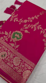Rani Pink Banarasi Soft Silk Saree with Golden Zari Saree For Women
