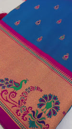 pure heavy Soft paithani silk saree zari weawing designer Meenakari two toned reach fabrics reach pallu saree for women