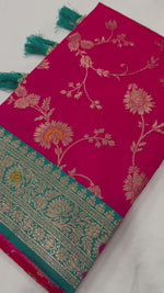 Graceful Red and Teal Banarasi Silk Saree Royal Statement saree for women