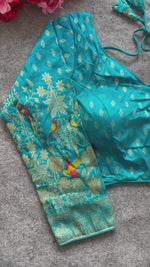 Banarasi Brocade Ready-Made Full Stitched Designer Blouse for Women - Elbow Sleeves with Zari Bird Weaving