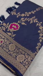 Royal Blue Banarasi Soft Silk Saree with Golden Zari Weaving