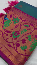 Elegant Firozi Blue Soft Pethani Silk Saree with Rich Meenakari Weaving Saree For Women